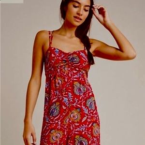 Anthropologie Marina Sleep Jumpsuit XSM Red Print